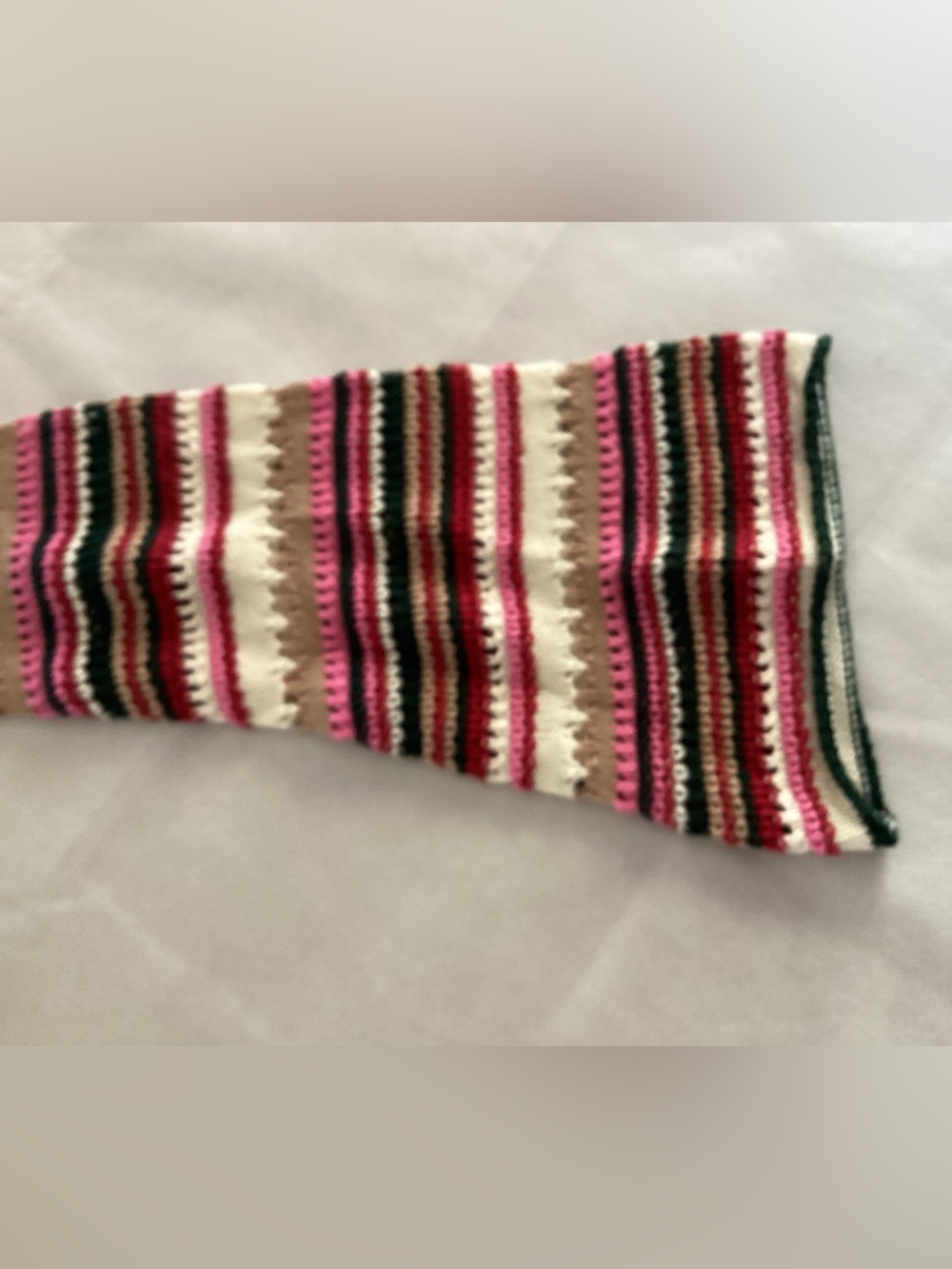 Altar'd State Pink Cream Brown Striped Crochet Tie-Front V-Neck Sweater Top #15 - Picture 4 of 4